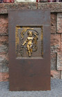 Antique Victorian Cherub Cast Iron Fireplace Insert Fireback W Gate Marks