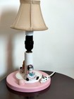 Vintage Wooden Nursery Table Lamp Little Girls Reading Storybook Taiwan Base