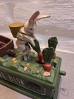 Vintage Cast Iron Mechanical    bunnies Bank    Coin Bank Works In Fine Condition