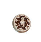 Adorable Little Tan Owl On Art Stone Shank Button 3 4  Ceramic Button With Owl