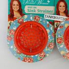 Set Of 2 Pioneer Woman Vintage Floral Red Kitchen Sink Strainers Plastic 