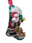 Bucilla Santa   Kitty Felt Christmas Stocking Completed From Retired Kit 85108