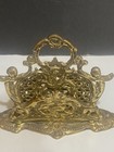 Vintage Antique Victorian Style Brass Double Sided Letter Holder W Cherubs  