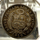 1910 Peru Half Dinero 1 2 Din  900 Silver Km-206 Nice Toning Xf Sp2090