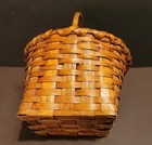 Antique Woven Oak Splint Gathering Basket  Hand Made Excellent Condition Patina