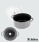 Staub Cast Iron 3 9 Qt Round Cocotte With Glass Lid - Graphite
