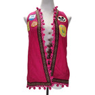 Vintage 60s 70s Girl Scout Vest  Handmade Girls 14 Pink Corduroy Patches