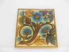 Antique Ceramic Tile Old Floral Flowers Early Victorian Art Nouveau Vintage
