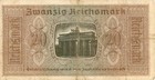 Currency Germany 1940 Ww2 Fascism War Era 20 Reichsmark Zwanzig Circulated Worn 