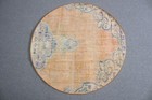 Vintage 4 3x4 3 Ft Rug  Round Turkish Rug  Orange Blue Oriental Wool Rug
