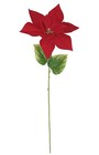 Large Long Stem Dark Red Poinsettia 24  L Christmas Silk Flower Home Decor B2263