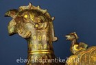 26  Old Chinese Bronze Ware Gild Dynasty Palace Inscription Bird Zun Statue