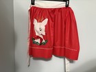 Set Of Two Vintage Mid-century Christmas Half Aprons Hand Made  Santa W  Pocket