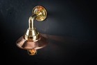 Vintage Maritime Brass Wall Sconce     D  cor Light With Copper Deflector Shade