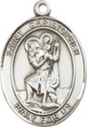 St Saint Christopher Medal Travel Pendant Sterling Silver Necklace W  Chain