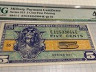Military Payment Certificate  5 Cents Series 521  Pmg 45 Ef
