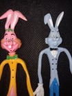 Bendable Pink Blue Rabbits Bunnies Figurines Toys Rubber Plastic Gummy