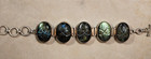 Vintage 5 Stone Engraved Labradorite And Sterling Bracelet C  1975