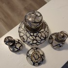 Antique Glass Sterling Silver Overlay Perfume Vanity Bottles