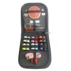 Mini Sewing Kit Compact Black Portable Scissors Needles Thread Measuring  Tape