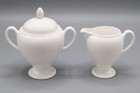 Wedgwood White Globe Creamer And Sugar Bowl W  Lid - Bone China - Free Usa Ship