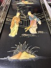 Set Of 4 Vtg Asian Black Lacquer Wall Panels Soapstone Inlay Geji Or Geisha Art