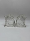 Federal Glass Mcm Vintage Art Deco Horse Head Bookends Pair Of 2