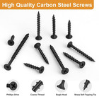 170pcs Drywall Screws Assortment Kit  Black Wood Screws  Sheetrock Screws