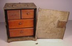 Antique Huge Cast Iron Coin Bank 7 5  Diamond Safe   Wood Drawers Usa  Kenton  