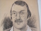 Vintage Pencil Sketch Drawing Portrait 70 s Man 1977 Artist Signed