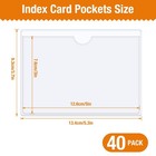 40 Pcs Index Card Pockets  Self Adhesive Pockets 3 x5   Transparent
