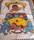 Vintage Baby Toddler Crib Quilt Blanket 42 x33  Suns Moons Stars Toys Ships Free