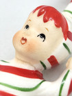Lefton Candy Cane Kids Pixie Elf Figurine Japan Signed Repaired - Vintage