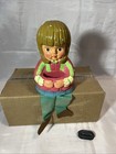 Vintage 1970s Trends Paper Mache Chalkware Little Girl Coin Bank Japan Rare