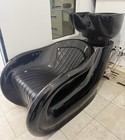 Black Ergonomic Backwash Units With Plastic   Faux Leather Shampoo Bowls