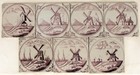 Antique Dutch Delft Tiles Mill Well Boats Ship Manganese 18th 19th C Tile