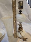 Lot Of 2 Vintage Hobnail White Milk Glass Portable Desk Parlor Vanity Lamp B4