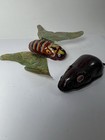 2 Antique Tin Lithograph Wind-up Toys Marx Flutterfly Celluloid Wings 1930   s Vtg