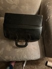 Antique Black Leather Doctor Bag With Hinged Compartments Pre-1930