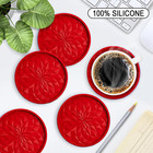 Silicone Coasters  6 Pack  Coasters With Holder - Drinking Coasters - Cup Mat Fo