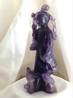 Chinese Hand Carved Purplish Amethyst Gem Classic Beauty Bird Statue Figurine 8 