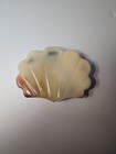 Vintage Carved Alabaster Shell Trinket Box     Stone Jewelry Box With Hinged Lid