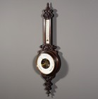 32  Tall Antique French Barometer Weather Station In Solid Walnut Wood