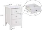 Nightstand With 3 Drawers Bedside Table Bedroom Storage Cabinet Organizer White