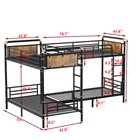 Quad Bunk Bed Twin Size Heavy Duty Metal Bunk Bed W 3step Ladder For 4 Kids Room