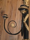 Vintage Italian Hollywood Regency Black   Gold Arrow Torch Gilt Wood Wall Sconce