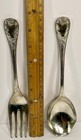 Vintage Serving Set Fork Spoon Rococo Style Scroll Foliage Design Plated 9   