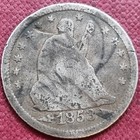 Love Token   F   On 1853 Seated Liberty Quarter 25c  89649