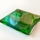 Vintage Anchor Hocking Dark Emerald Green Glass Square Ashtray