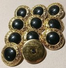 12 Black   Gold 2 Piece Vintage Buttons  1 1 8 Inch